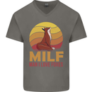 MILF Man I Love Foxes Fox Mens V-Neck Cotton T-Shirt Charcoal