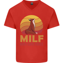 MILF Man I Love Foxes Fox Mens V-Neck Cotton T-Shirt Red