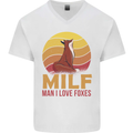 MILF Man I Love Foxes Fox Mens V-Neck Cotton T-Shirt White