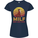 MILF Man I Love Foxes Fox Womens Petite Cut T-Shirt Navy Blue