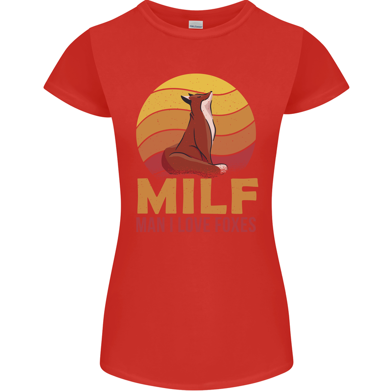 MILF Man I Love Foxes Fox Womens Petite Cut T-Shirt Red