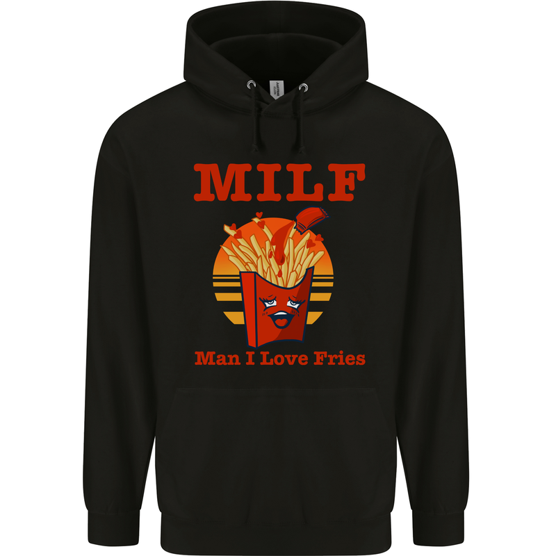 MILF Man I Love Fries Funny Food Childrens Kids Hoodie Black