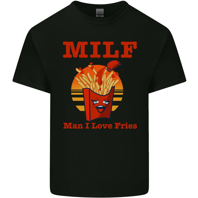 MILF Man I Love Fries Funny Food Kids T-Shirt Childrens Black