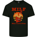 MILF Man I Love Fries Funny Food Mens Cotton T-Shirt Tee Top Black