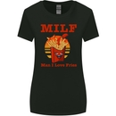 MILF Man I Love Fries Funny Food Womens Wider Cut T-Shirt Black