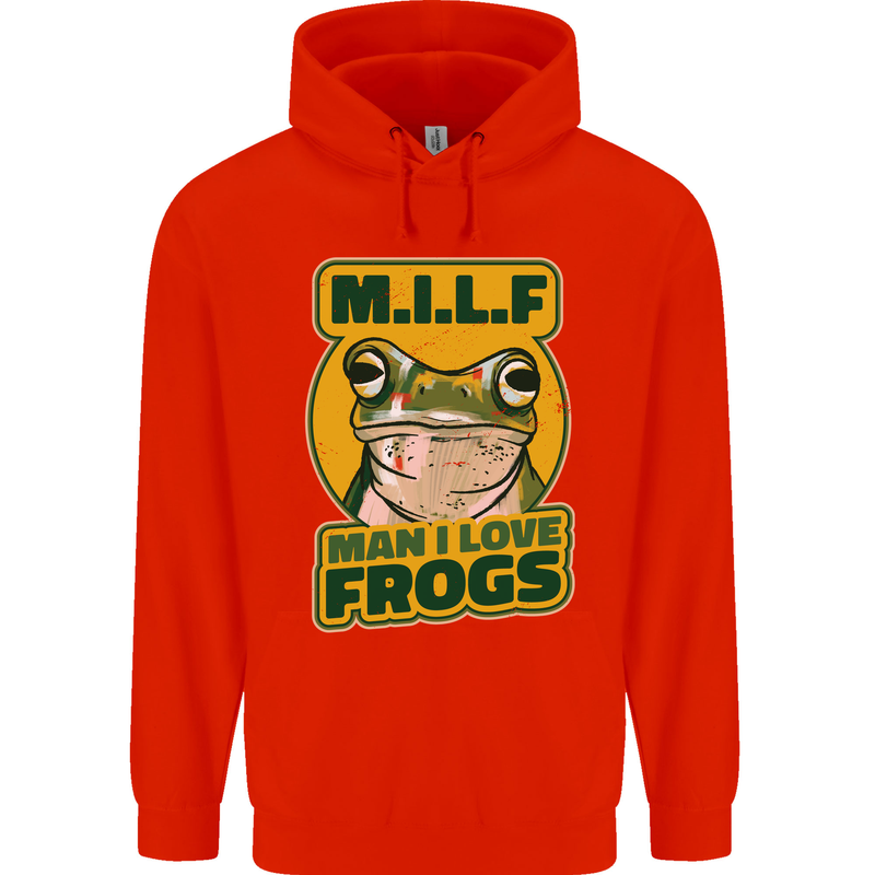 MILF Man I Love Frogs Childrens Kids Hoodie Bright Red