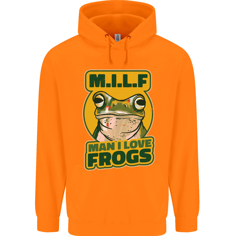 MILF Man I Love Frogs Childrens Kids Hoodie Orange