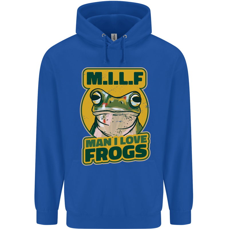 MILF Man I Love Frogs Childrens Kids Hoodie Royal Blue