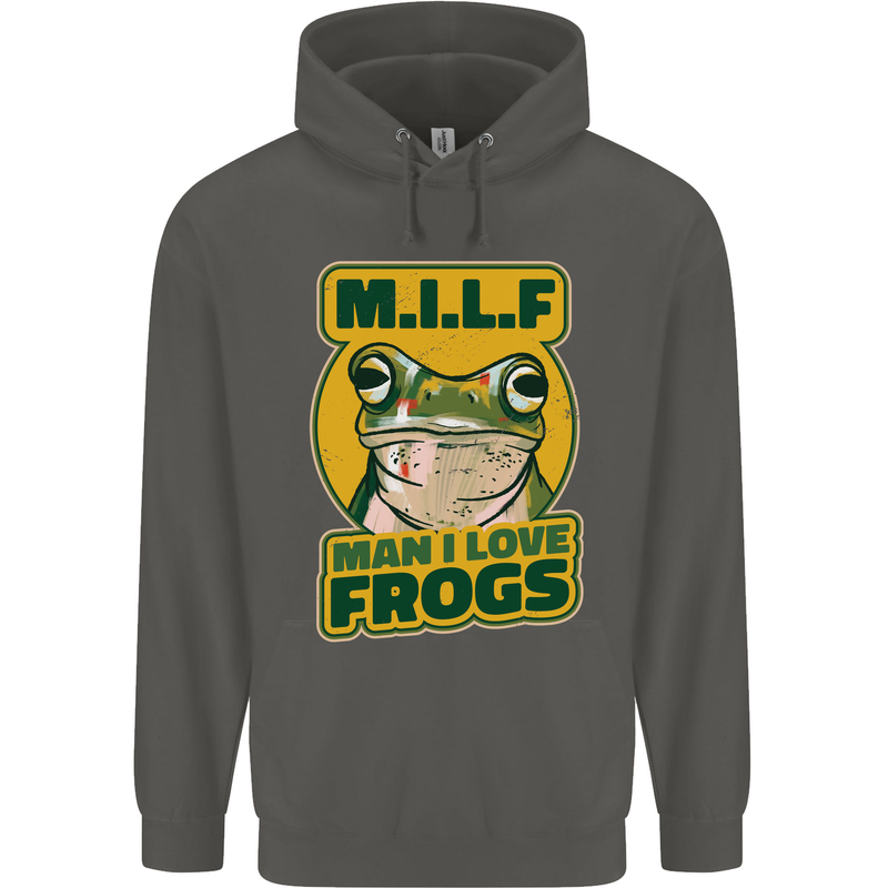 MILF Man I Love Frogs Childrens Kids Hoodie Storm Grey