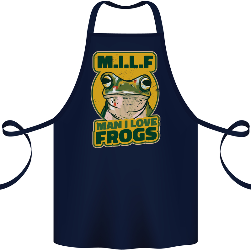 MILF Man I Love Frogs Cotton Apron 100% Organic Navy Blue