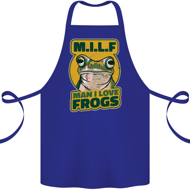 MILF Man I Love Frogs Cotton Apron 100% Organic Royal Blue