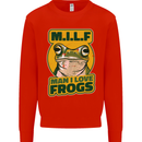 MILF Man I Love Frogs Kids Sweatshirt Jumper Bright Red