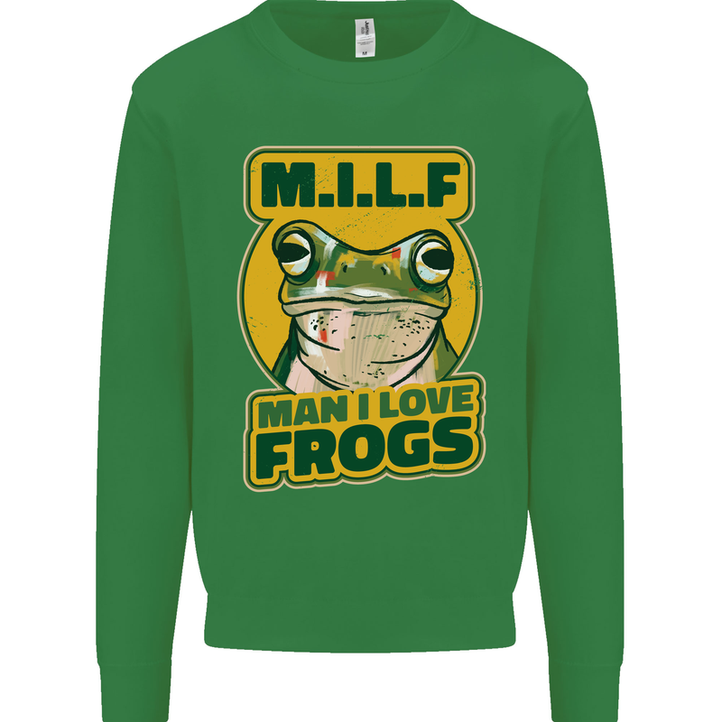 MILF Man I Love Frogs Kids Sweatshirt Jumper Irish Green