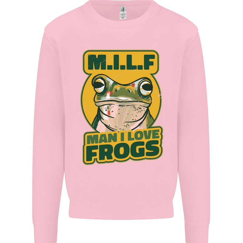 MILF Man I Love Frogs Kids Sweatshirt Jumper Light Pink