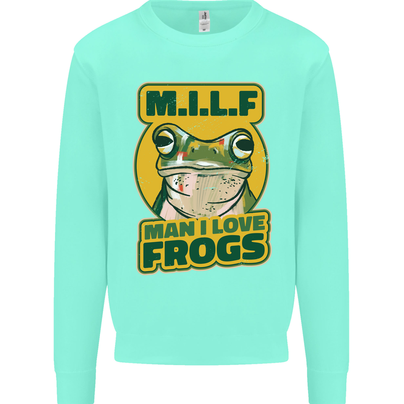 MILF Man I Love Frogs Kids Sweatshirt Jumper Peppermint