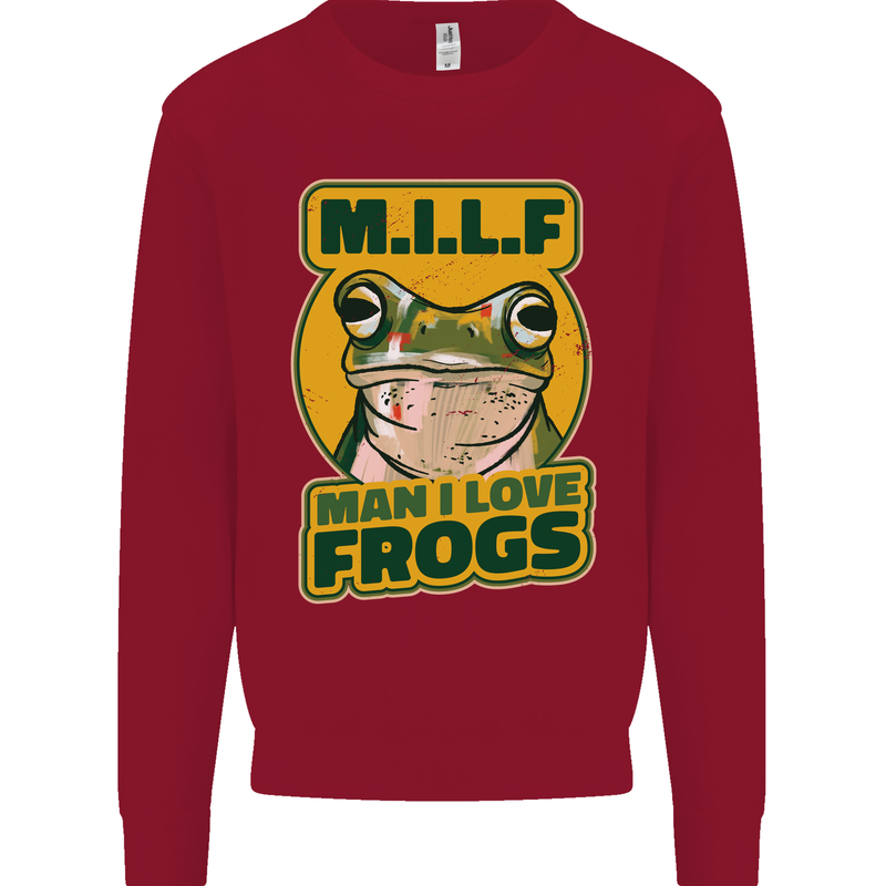 MILF Man I Love Frogs Kids Sweatshirt Jumper Red