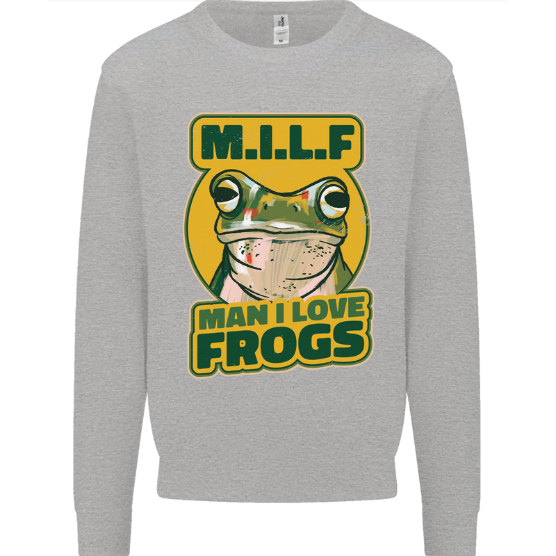 MILF Man I Love Frogs Kids Sweatshirt Jumper Sports Grey