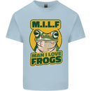 MILF Man I Love Frogs Kids T-Shirt Childrens Light Blue
