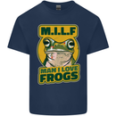 MILF Man I Love Frogs Kids T-Shirt Childrens Navy Blue