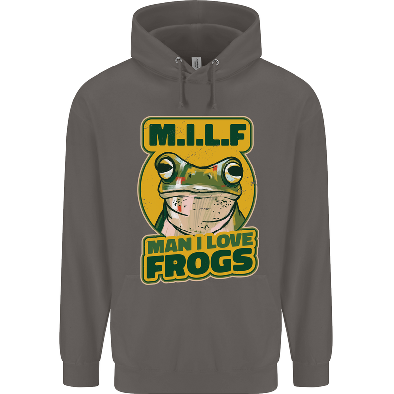 MILF Man I Love Frogs Mens 80% Cotton Hoodie Charcoal