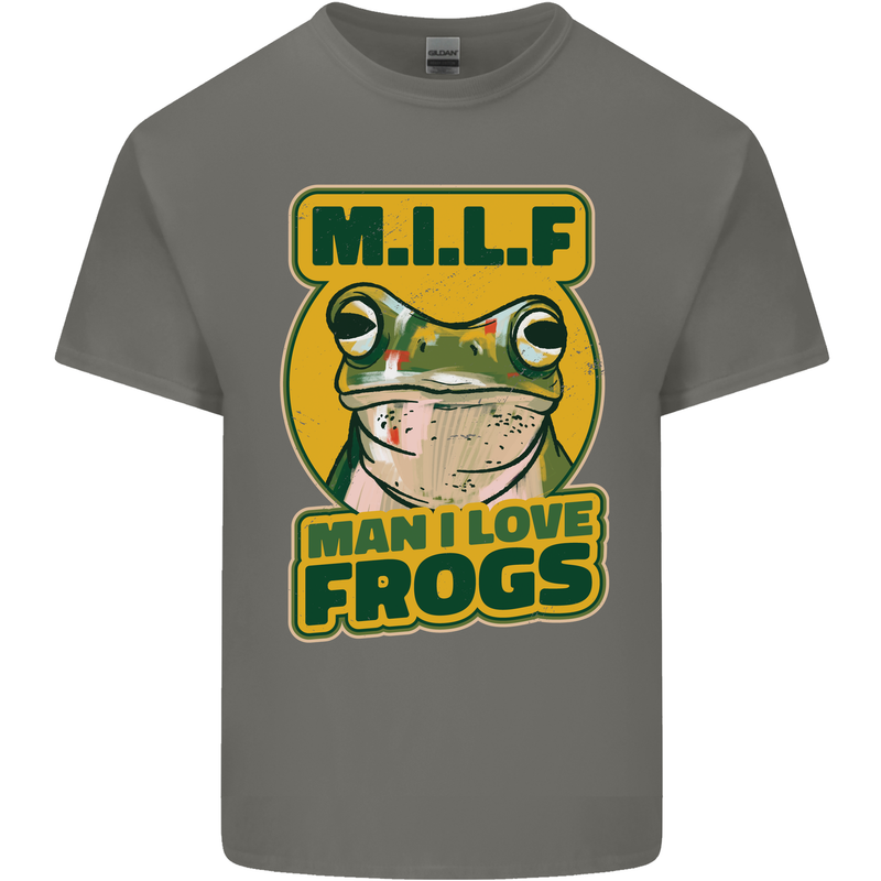 MILF Man I Love Frogs Mens Cotton T-Shirt Tee Top Charcoal