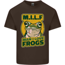 MILF Man I Love Frogs Mens Cotton T-Shirt Tee Top Dark Chocolate