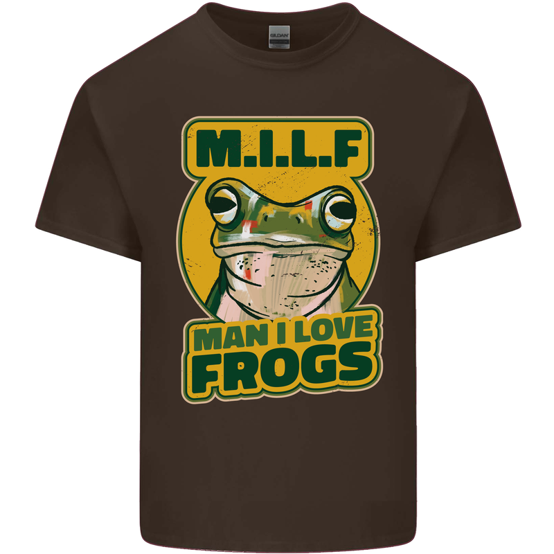 MILF Man I Love Frogs Mens Cotton T-Shirt Tee Top Dark Chocolate