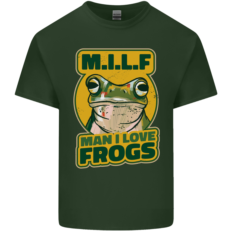 MILF Man I Love Frogs Mens Cotton T-Shirt Tee Top Forest Green