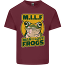 MILF Man I Love Frogs Mens Cotton T-Shirt Tee Top Maroon
