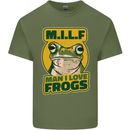 MILF Man I Love Frogs Mens Cotton T-Shirt Tee Top Military Green