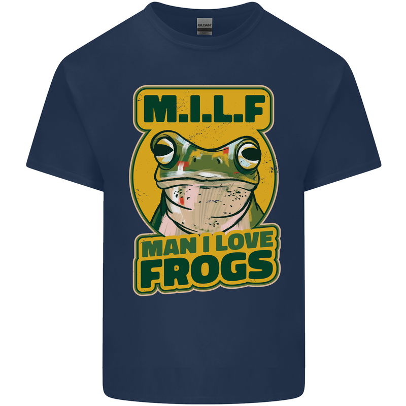 MILF Man I Love Frogs Mens Cotton T-Shirt Tee Top Navy Blue