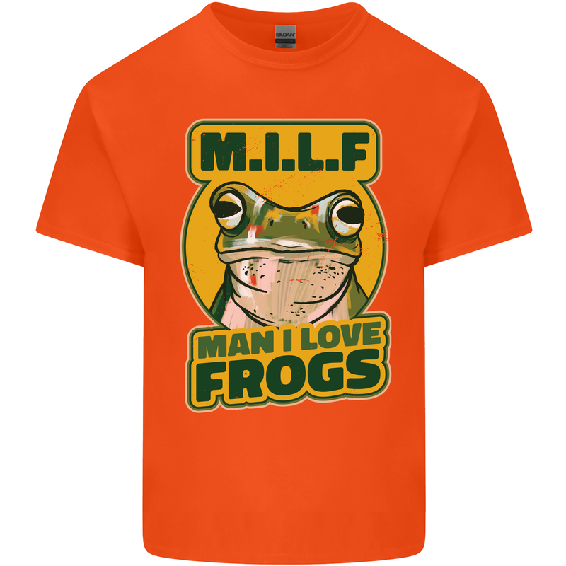 MILF Man I Love Frogs Mens Cotton T-Shirt Tee Top Orange