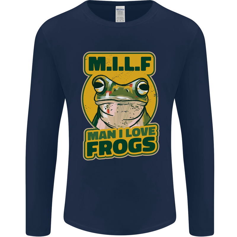 MILF Man I Love Frogs Mens Long Sleeve T-Shirt Navy Blue