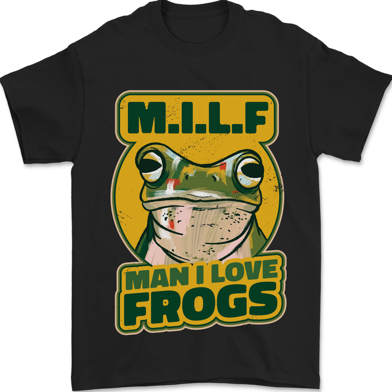 MILF Man I Love Frogs Mens T-Shirt 100% Cotton Black