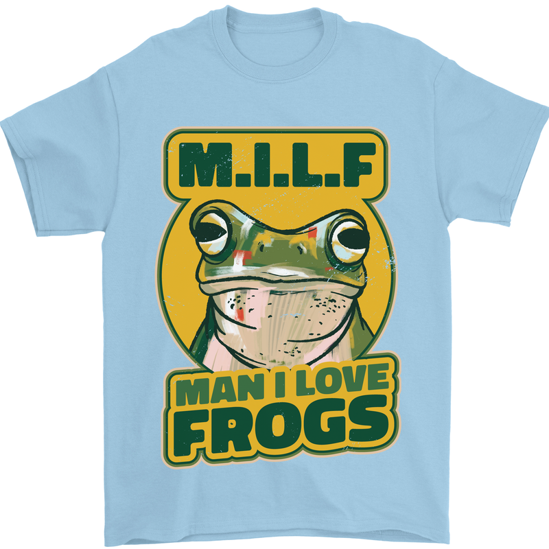 MILF Man I Love Frogs Mens T-Shirt 100% Cotton Light Blue