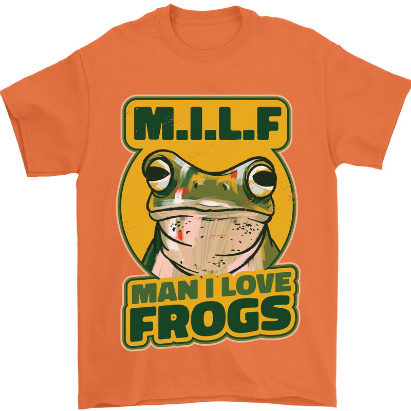 MILF Man I Love Frogs Mens T-Shirt 100% Cotton Orange