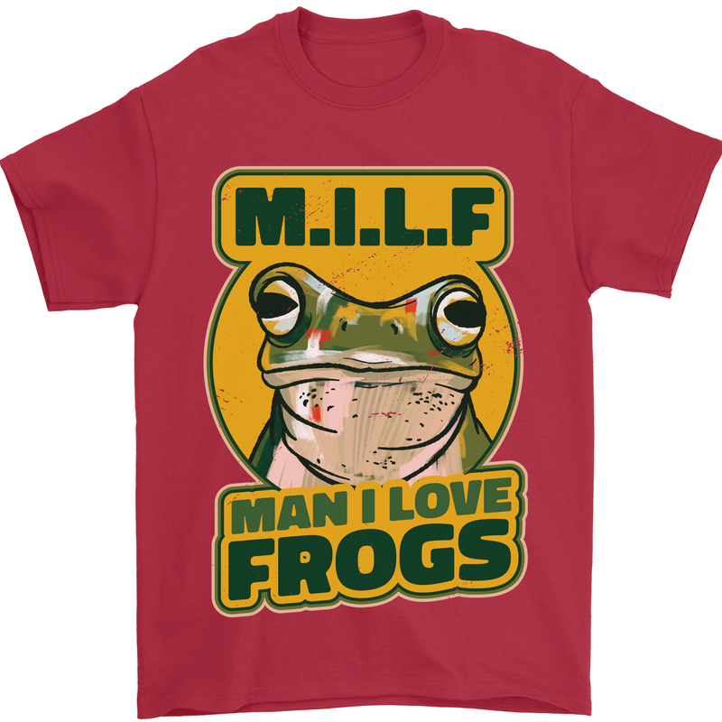 MILF Man I Love Frogs Mens T-Shirt 100% Cotton Red