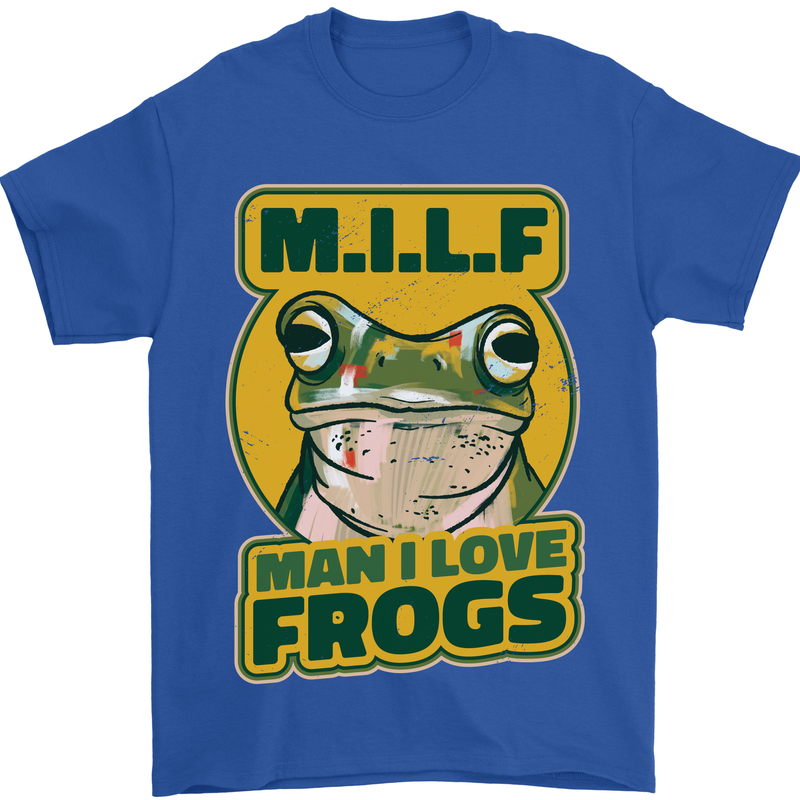 MILF Man I Love Frogs Mens T-Shirt 100% Cotton Royal Blue