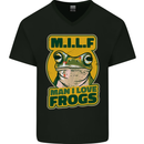 MILF Man I Love Frogs Mens V-Neck Cotton T-Shirt Black