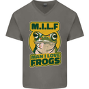 MILF Man I Love Frogs Mens V-Neck Cotton T-Shirt Charcoal