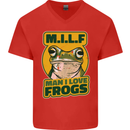MILF Man I Love Frogs Mens V-Neck Cotton T-Shirt Red