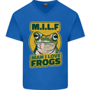 MILF Man I Love Frogs Mens V-Neck Cotton T-Shirt Royal Blue