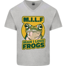MILF Man I Love Frogs Mens V-Neck Cotton T-Shirt Sports Grey