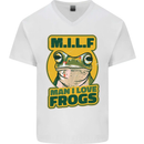 MILF Man I Love Frogs Mens V-Neck Cotton T-Shirt White