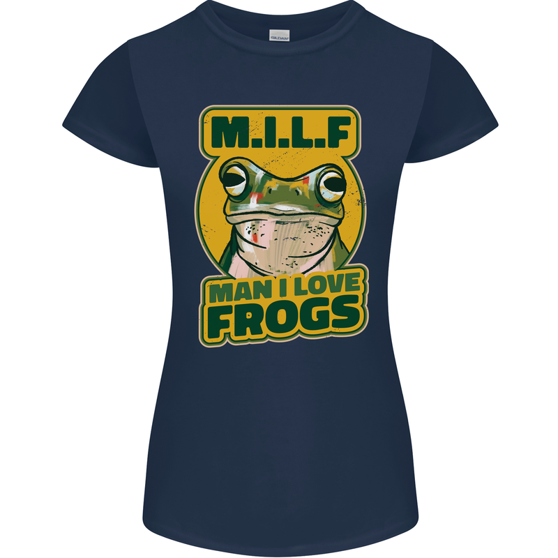 MILF Man I Love Frogs Womens Petite Cut T-Shirt Navy Blue