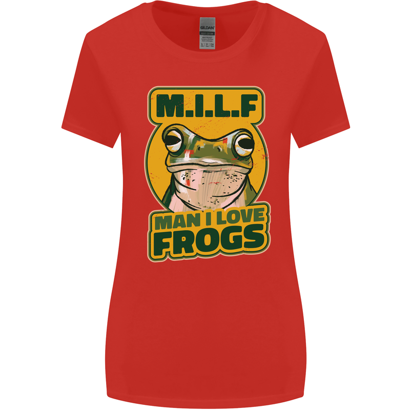 MILF Man I Love Frogs Womens Wider Cut T-Shirt Red