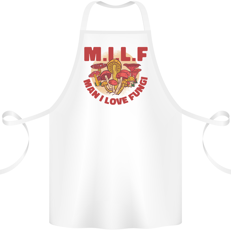 MILF Man I Love Fungi Mycology Foraging Cotton Apron 100% Organic White