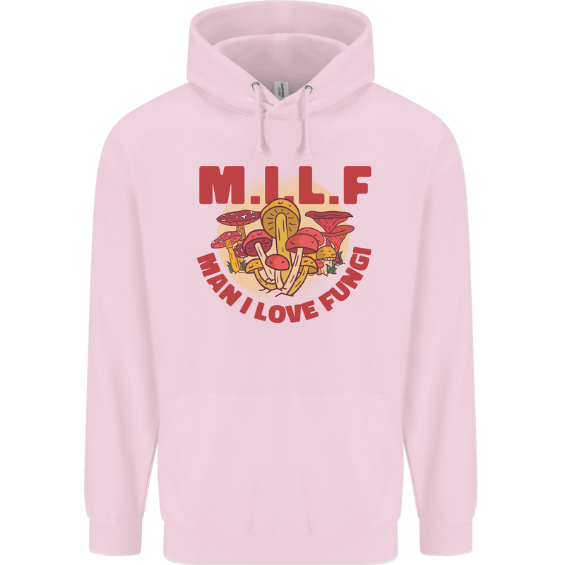 MILF Man I Love Fungi Mycology Foraging Mens 80% Cotton Hoodie Light Pink