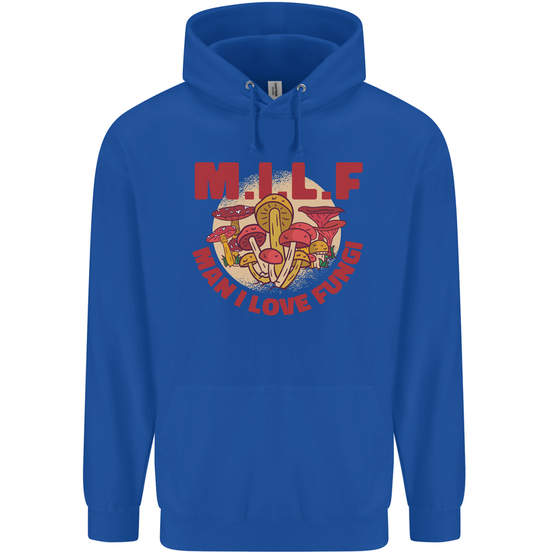 MILF Man I Love Fungi Mycology Foraging Mens 80% Cotton Hoodie Royal Blue