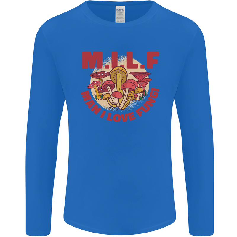 MILF Man I Love Fungi Mycology Foraging Mens Long Sleeve T-Shirt Royal Blue